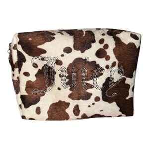 Juicy Couture Faux Fur Cosmetic Makeup Bag with Rhinestone Embellishments